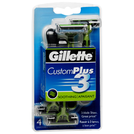 Gillette CustomPlus 3 Soothing Disposable Razors 4ea.
